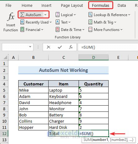 excel autosum not adding correctly.